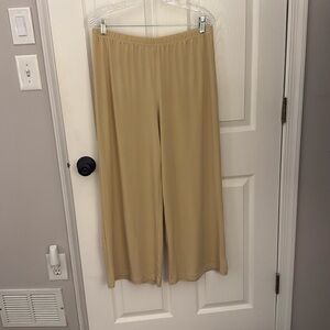 Silky tan Joan Rivers wide leg flowy pant